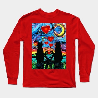 van Gogh's Cats In Love (with hearts) Long Sleeve T-Shirt